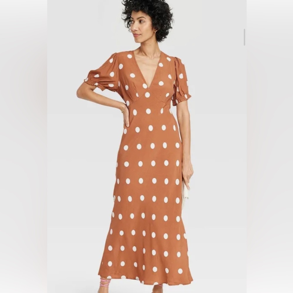 NWT! A New Day Dresses Women's A New Day Crepe Puff Short Sleeve Midi Dress